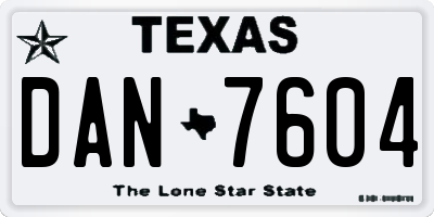 TX license plate DAN7604