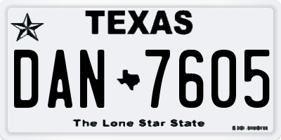 TX license plate DAN7605