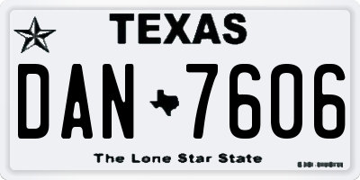TX license plate DAN7606