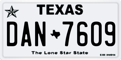 TX license plate DAN7609