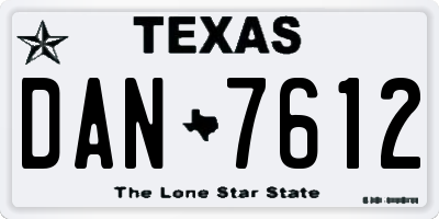TX license plate DAN7612