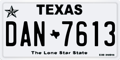 TX license plate DAN7613
