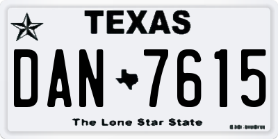TX license plate DAN7615