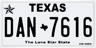 TX license plate DAN7616