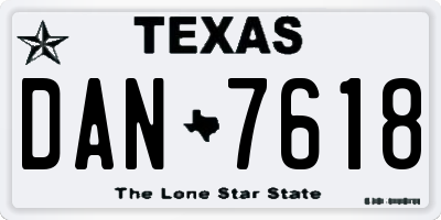TX license plate DAN7618