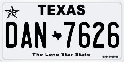 TX license plate DAN7626