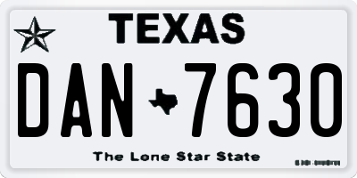 TX license plate DAN7630