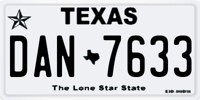 TX license plate DAN7633
