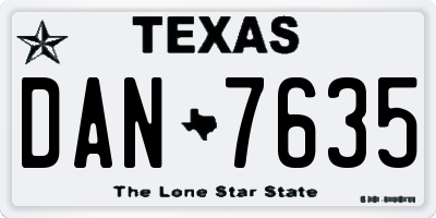 TX license plate DAN7635