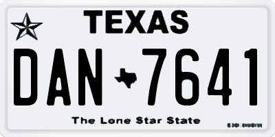 TX license plate DAN7641