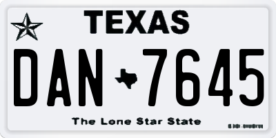 TX license plate DAN7645