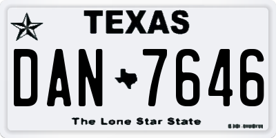 TX license plate DAN7646