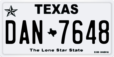 TX license plate DAN7648