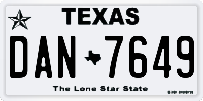 TX license plate DAN7649