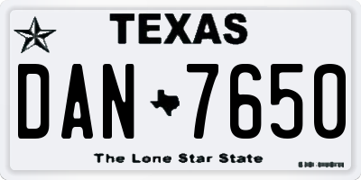 TX license plate DAN7650