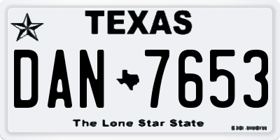 TX license plate DAN7653