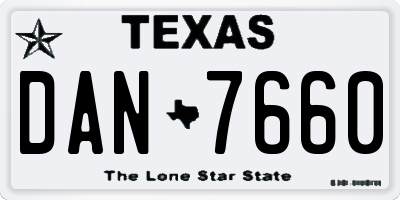 TX license plate DAN7660