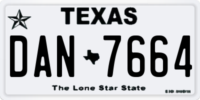 TX license plate DAN7664