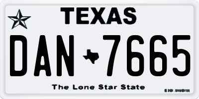 TX license plate DAN7665