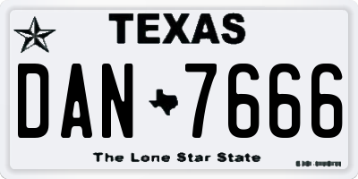 TX license plate DAN7666