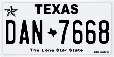 TX license plate DAN7668
