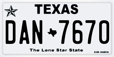 TX license plate DAN7670