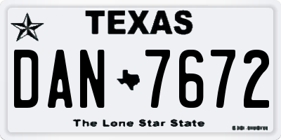 TX license plate DAN7672