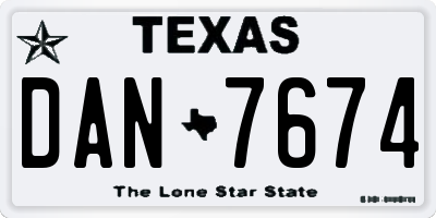 TX license plate DAN7674
