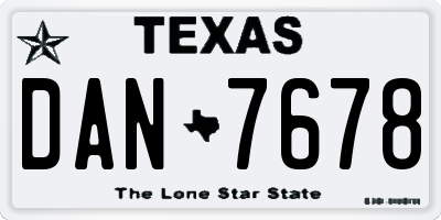 TX license plate DAN7678