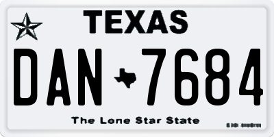 TX license plate DAN7684