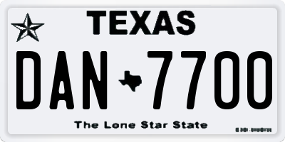 TX license plate DAN7700