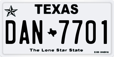 TX license plate DAN7701
