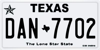 TX license plate DAN7702