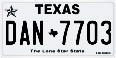 TX license plate DAN7703