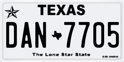 TX license plate DAN7705