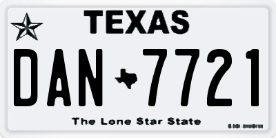 TX license plate DAN7721