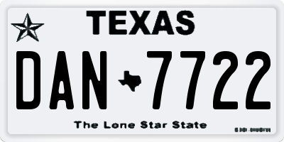 TX license plate DAN7722