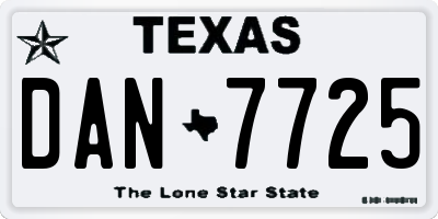 TX license plate DAN7725
