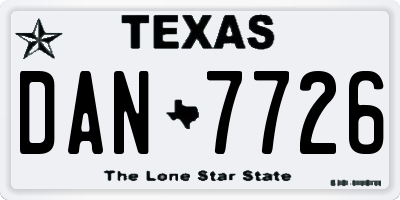 TX license plate DAN7726