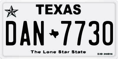 TX license plate DAN7730