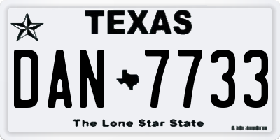 TX license plate DAN7733