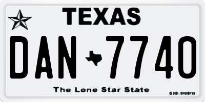 TX license plate DAN7740