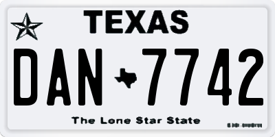 TX license plate DAN7742