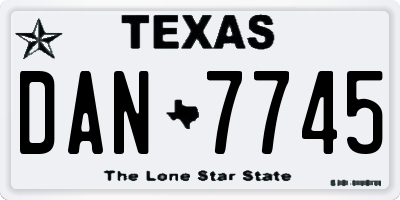 TX license plate DAN7745