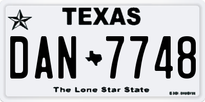TX license plate DAN7748