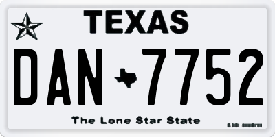 TX license plate DAN7752