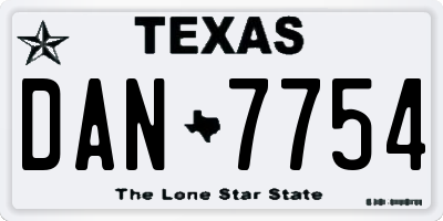 TX license plate DAN7754