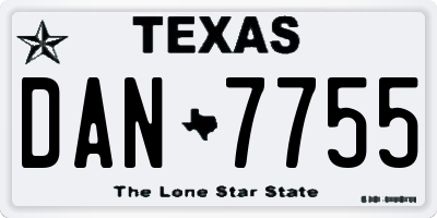 TX license plate DAN7755