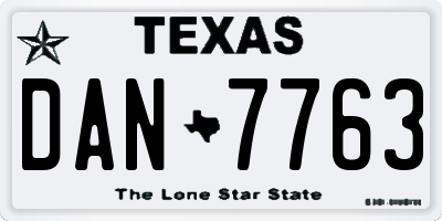 TX license plate DAN7763