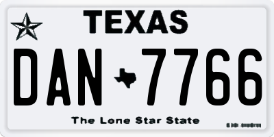 TX license plate DAN7766